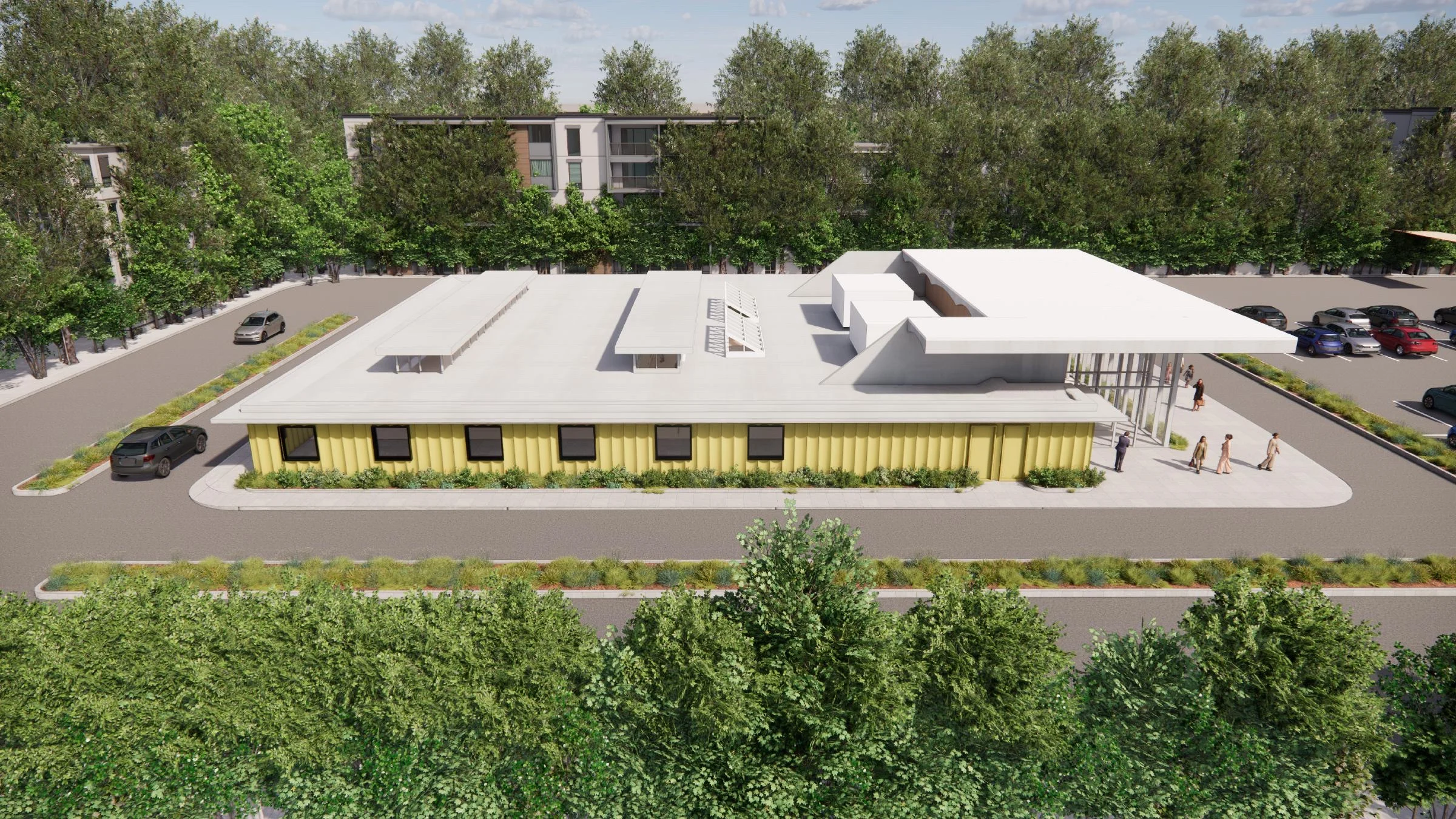 Aerial view of the clinic